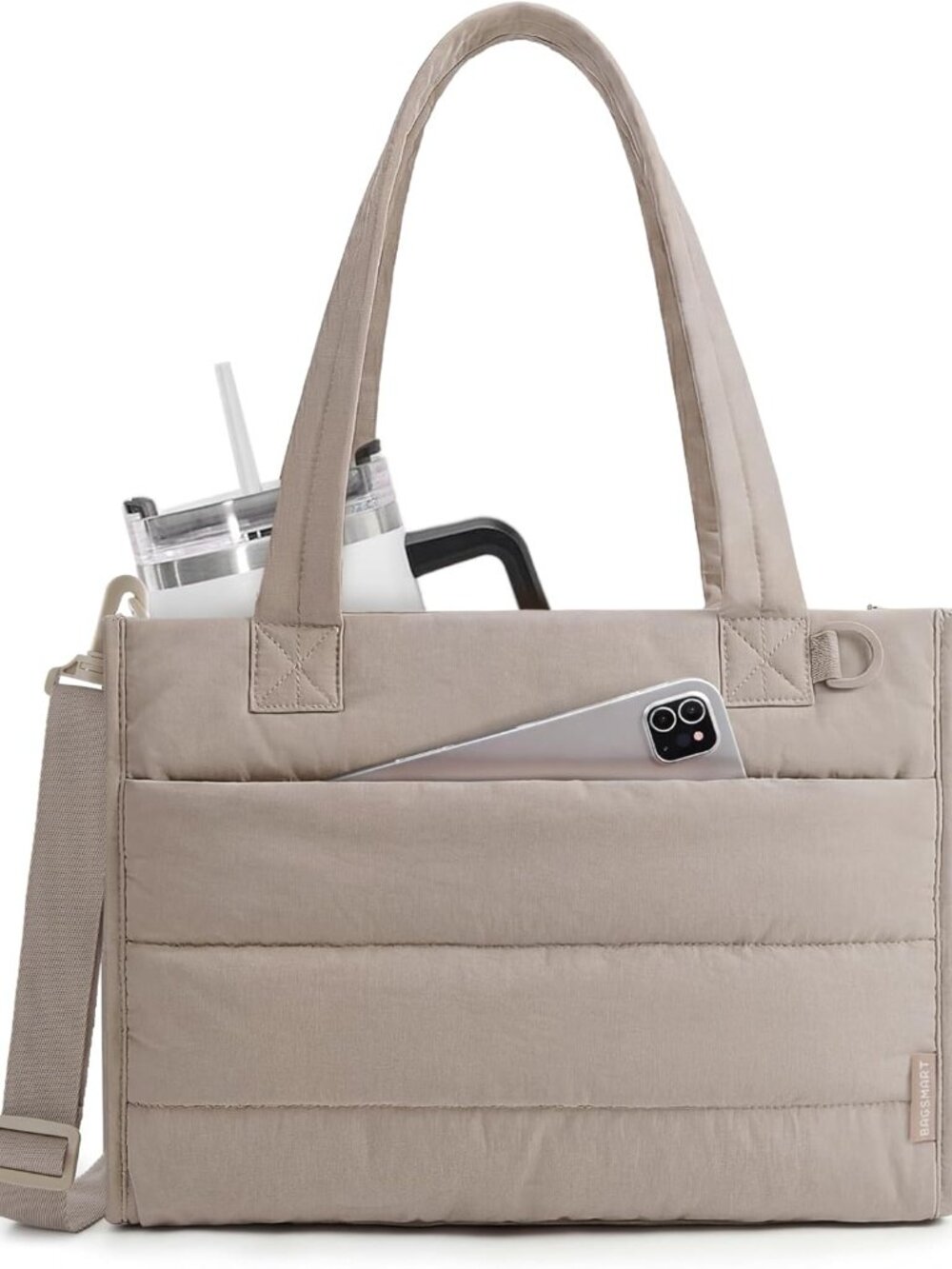 Small Tote Bag for Women, Puffer Quilted Work Tote Bag, Zipper Closure for Work